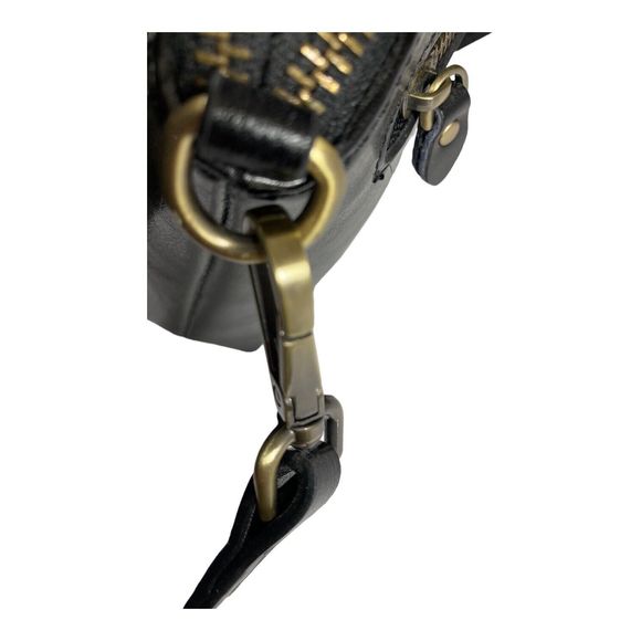 Kalunma Black 100% Smooth Oil Rich Leather Crossbody Purse Brass Bag Charms NWT - Picture 12 of 16